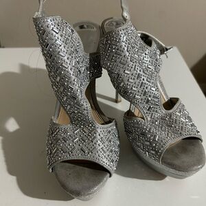 Gianni Bini Silver Embellished Heels